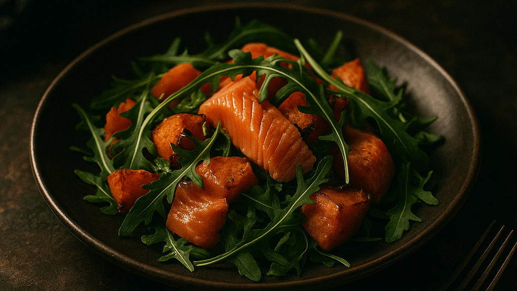 insalata Salmone, Patate Dolci e Rucola